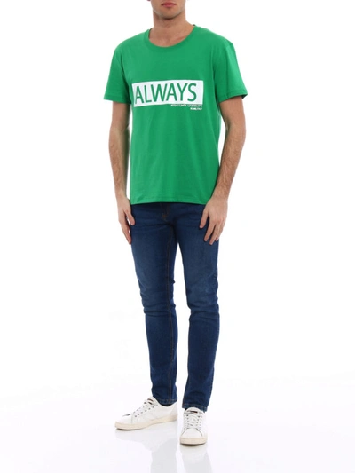 Shop Valentino Always Print Jersey T-shirt In Green