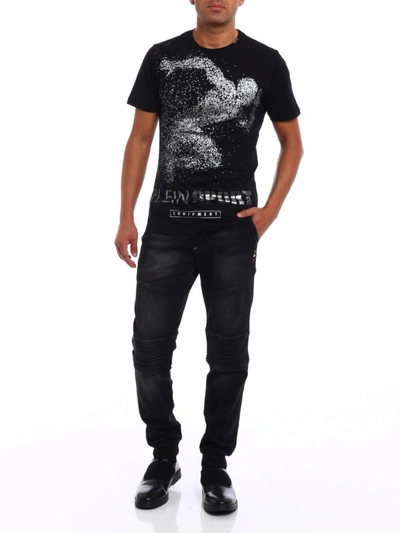 Shop Philipp Plein Out Printed Cotton T-shirt In Black