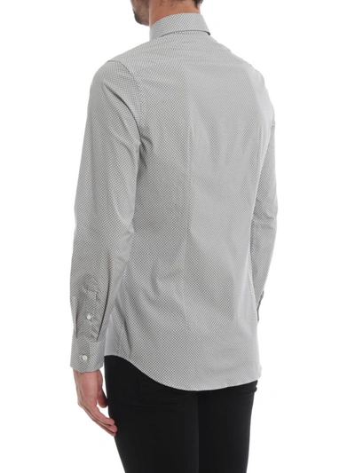 Shop Prada Printed Stretch Poplin Cotton Shirt In Light Grey