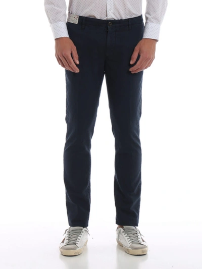 Shop Incotex Pattern 15 Blue Cotton Trousers