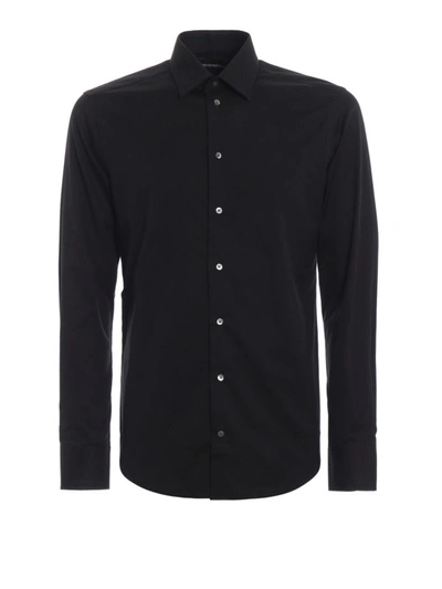 Shop Emporio Armani Black Stretch Cotton Shirt