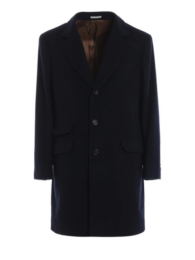Shop Brunello Cucinelli Blue Cashmere Cloth Short Coat