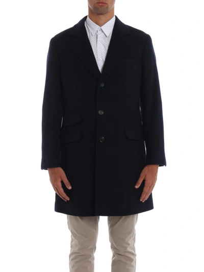 Shop Brunello Cucinelli Blue Cashmere Cloth Short Coat