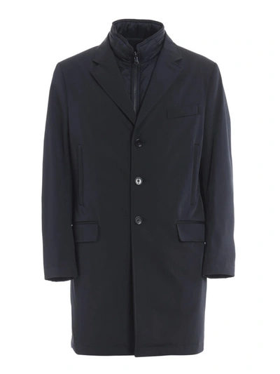 Shop Fay Detachable Vest Double Coat In Blue