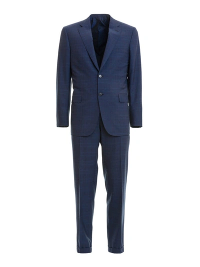 Shop Brioni Brunico Checked Wool Formal Suit In Blue