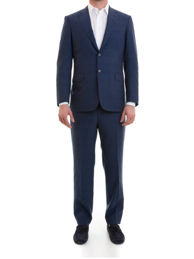 Shop Brioni Brunico Checked Wool Formal Suit In Blue