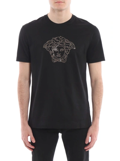 Shop Versace Medusa Icon Black Jersey T-shirt