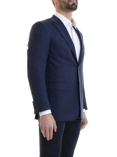 Shop Brioni Brunico Blue Blazer Jacket