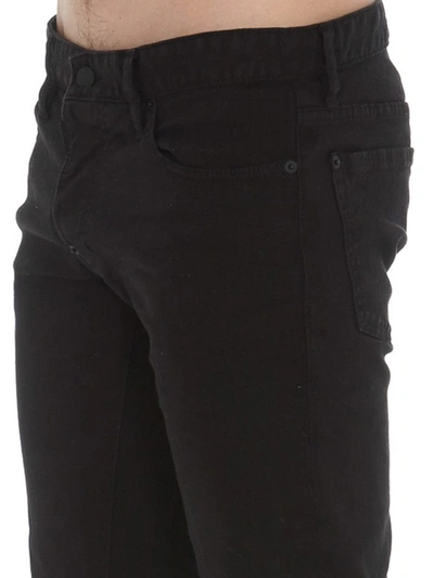 Shop Dsquared2 Slim Rear Maxi Logo Detailed Denim Jeans In Black