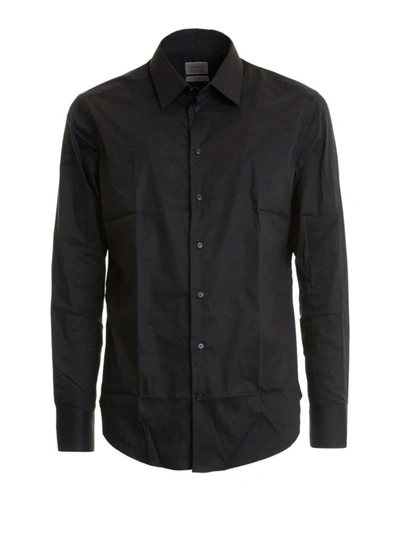 Shop Armani Collezioni Slim Fit Classic Black Cotton Shirt