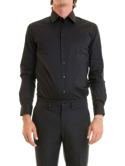 Shop Armani Collezioni Slim Fit Classic Black Cotton Shirt
