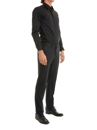 Shop Armani Collezioni Slim Fit Classic Black Cotton Shirt