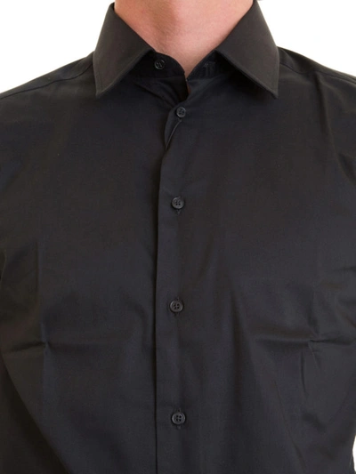 Shop Armani Collezioni Slim Fit Classic Black Cotton Shirt