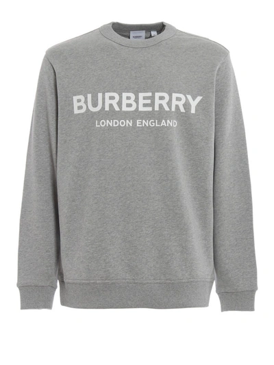 Shop Burberry Lanslow Pale Grey Melange Logo Sweatshirt In Light Grey