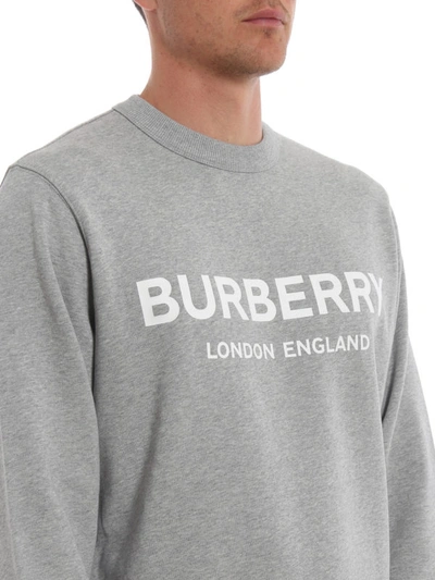 Shop Burberry Lanslow Pale Grey Melange Logo Sweatshirt In Light Grey