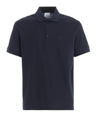 Shop Burberry Eddie Navy Polo Shirt In Blue