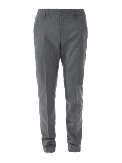 Shop Dondup Grey Stretch Wool Chino Trousers