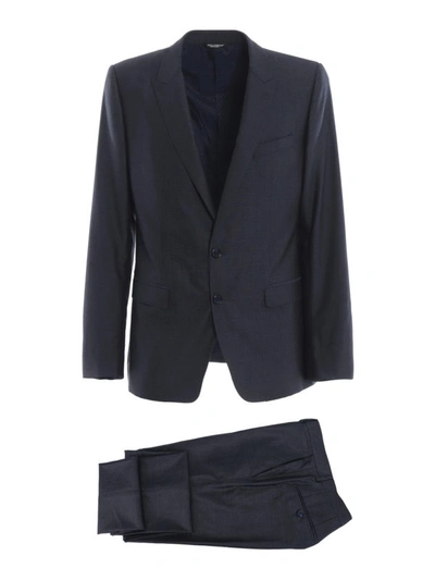 Shop Dolce & Gabbana Wool And Silk Two-piece Martini Suit In Blue