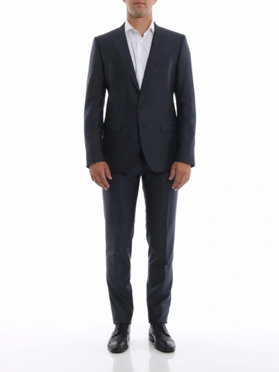 Shop Dolce & Gabbana Wool And Silk Two-piece Martini Suit In Blue