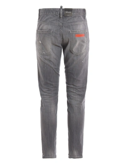 Shop Dsquared2 Skinny Dan Jeans In Light Grey