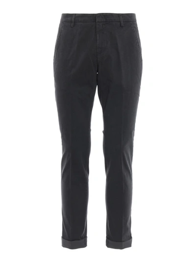 Shop Dondup Gaubert Grey Micro Patterned Cotton Trousers In Dark Grey