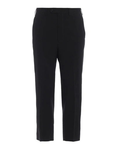 Shop Prada Black Lightweight Wool Cropped Trousers