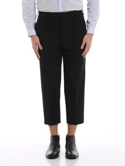 Shop Prada Black Lightweight Wool Cropped Trousers