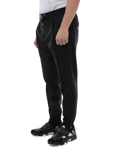 Shop Dolce & Gabbana Jogger Style Wool Casual Pants In Black