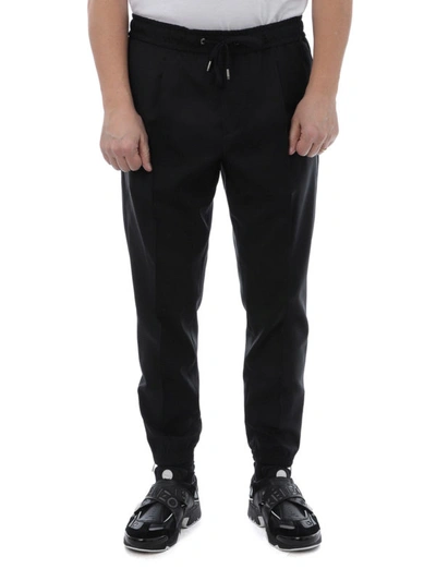 Shop Dolce & Gabbana Jogger Style Wool Casual Pants In Black