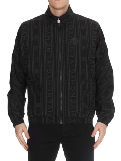 Shop Givenchy Logo Print Tech Fabric Bomber Jacket In Black