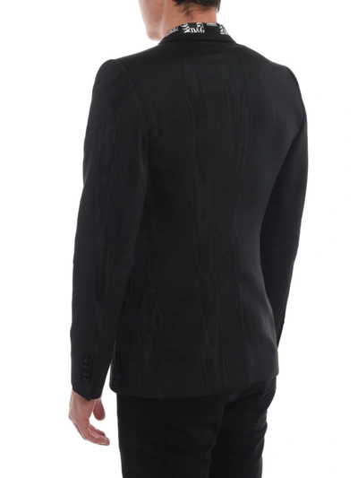Shop Dolce & Gabbana Silk Blend Moire Dg Crown Blazer In Black
