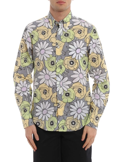 Shop Prada Floral Batiste Cotton Shirt In Multicolour