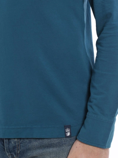 Shop Drumohr Long Sleeve Jersey Polo Shirt In Blue