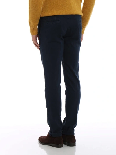 Shop Incotex Dark Blue Slacks Trousers