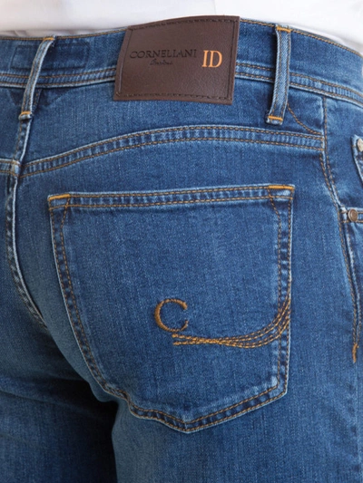 Shop Corneliani Cotton Denim 5 Pocket Jeans In Light Wash