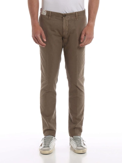 Shop Incotex Pattern 15 Brown Cotton Trousers