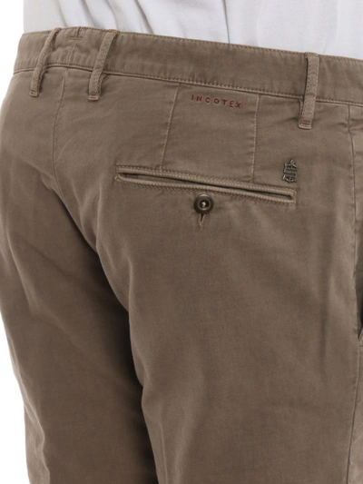 Shop Incotex Pattern 15 Brown Cotton Trousers