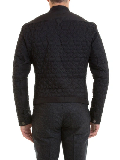 Shop Versace Guru Collar Quilted Crop Jacket In Black