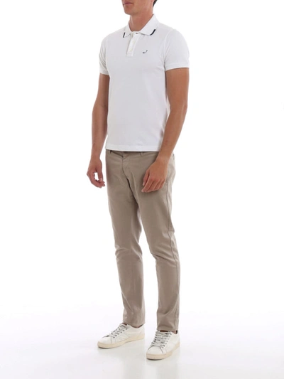 Shop Jacob Cohen White Stretch Cotton Polo Shirt