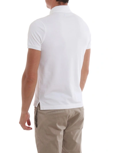 Shop Jacob Cohen White Stretch Cotton Polo Shirt