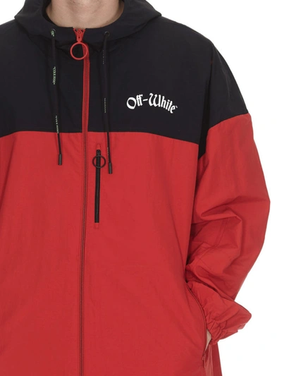 Shop Off-white Bicolour Nylon Hooded Windbreaker In Red