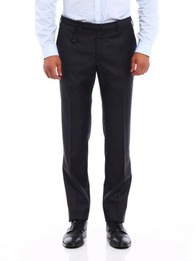 Shop Incotex Super 100s Light Wool Trousers In Dark Grey