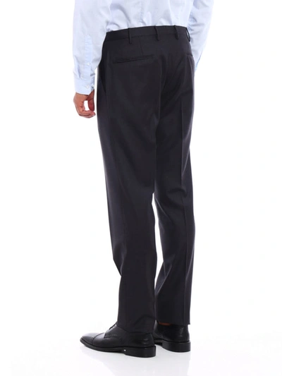 Shop Incotex Super 100s Light Wool Trousers In Dark Grey