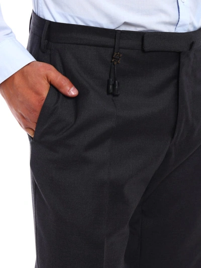 Shop Incotex Super 100s Light Wool Trousers In Dark Grey