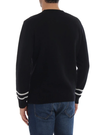 Shop Dondup Black Wool And Cashmere Jacquard Sweater
