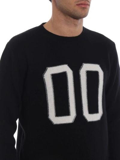 Shop Dondup Black Wool And Cashmere Jacquard Sweater