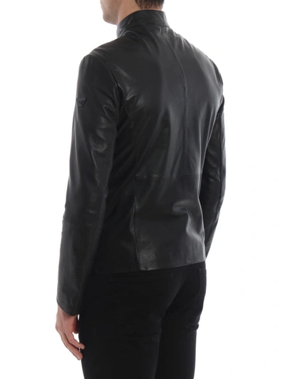 Shop Emporio Armani Black Soft Nappa Jacket