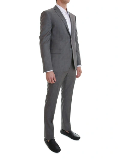 Shop Versace Classic Fit Wool Suit In Grey