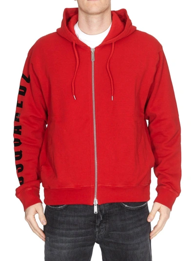 Shop Dsquared2 Logo Print Red Hoodie