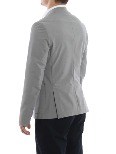 Shop Prada Micro Check Tech Unlined Blazer In Grey
